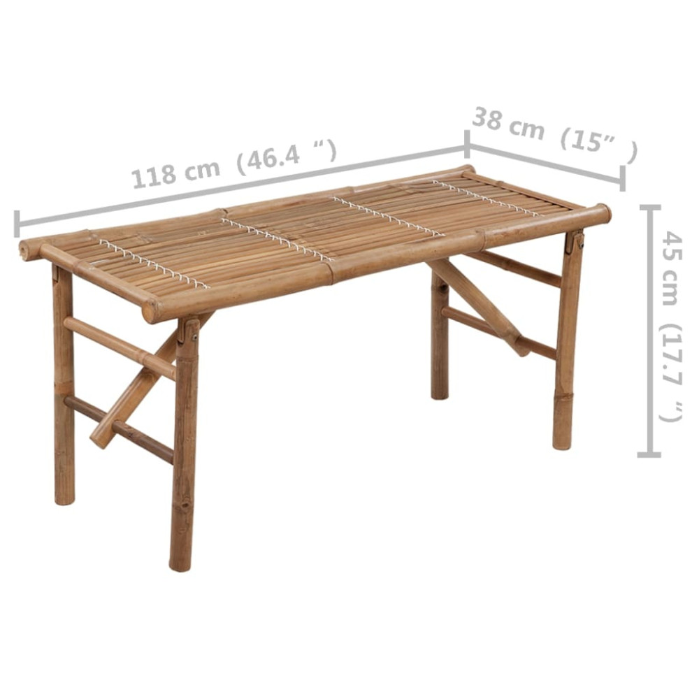 Produktbild för Hopfällbar trädgårdsbänk med dyna 118 cm bambu