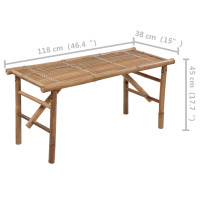 Produktbild för Hopfällbar trädgårdsbänk med dyna 118 cm bambu
