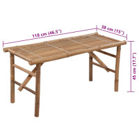 Produktbild för Hopfällbar trädgårdsbänk med dyna 118 cm bambu