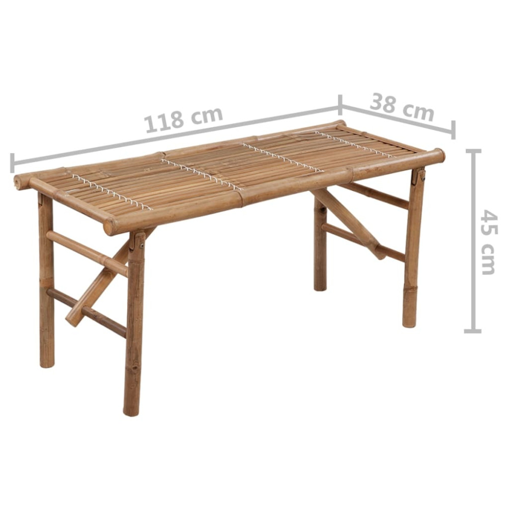 Produktbild för Hopfällbar trädgårdsbänk med dyna 118 cm bambu