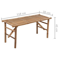 Produktbild för Hopfällbar trädgårdsbänk med dyna 118 cm bambu