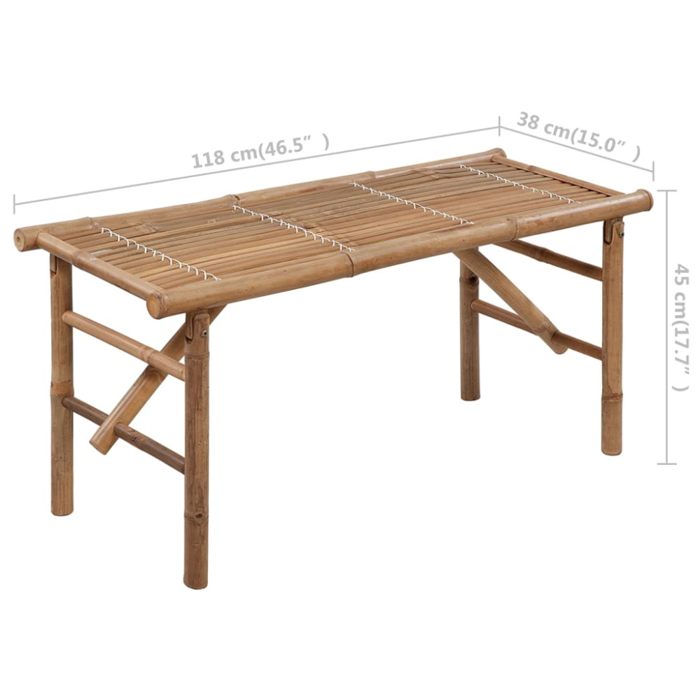 Produktbild för Hopfällbar trädgårdsbänk med dyna 118 cm bambu