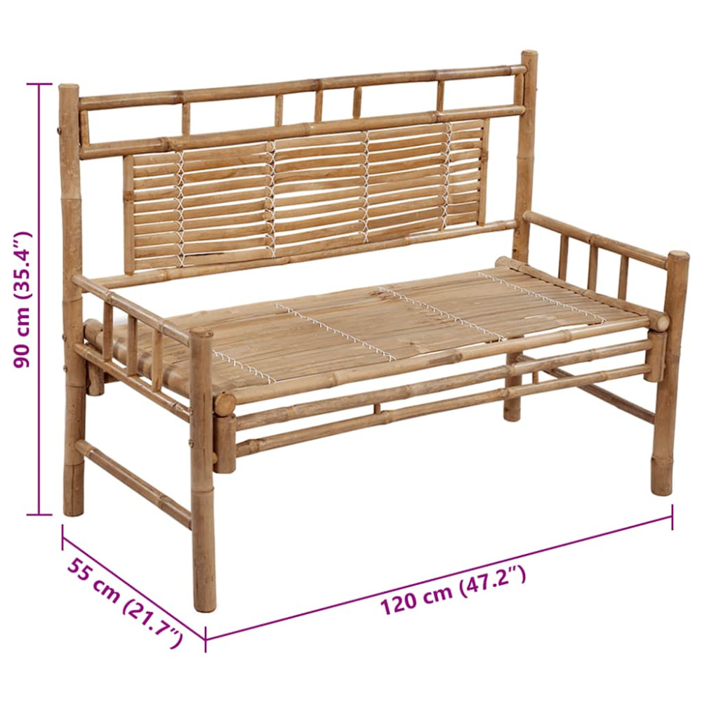 Produktbild för Trädgårdsbänk med dyna 120 cm bambu