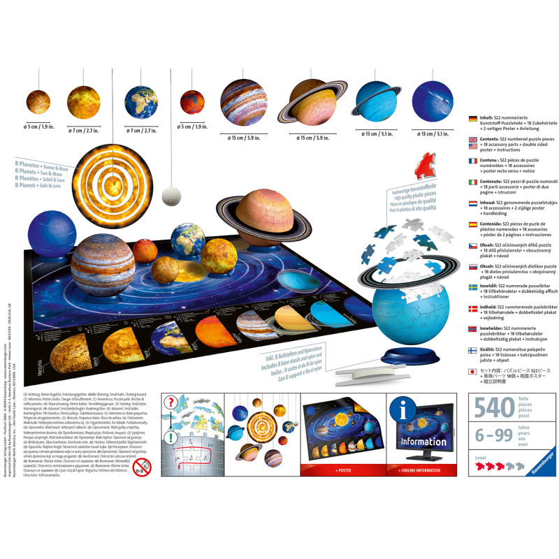 Produktbild för 3D Puzzle Solar System 27/54/72/108p