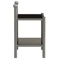 Miniatyr av produktbild för Sängbord grå och svart 45x34,5x60,5 cm metall och glas