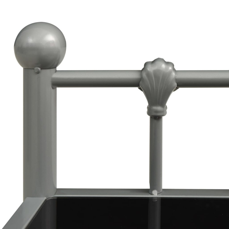 Produktbild för Sängbord grå och svart 45x34,5x60,5 cm metall och glas