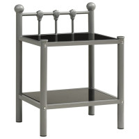 Miniatyr av produktbild för Nattduksbord 2 st grå och svart metall och glas