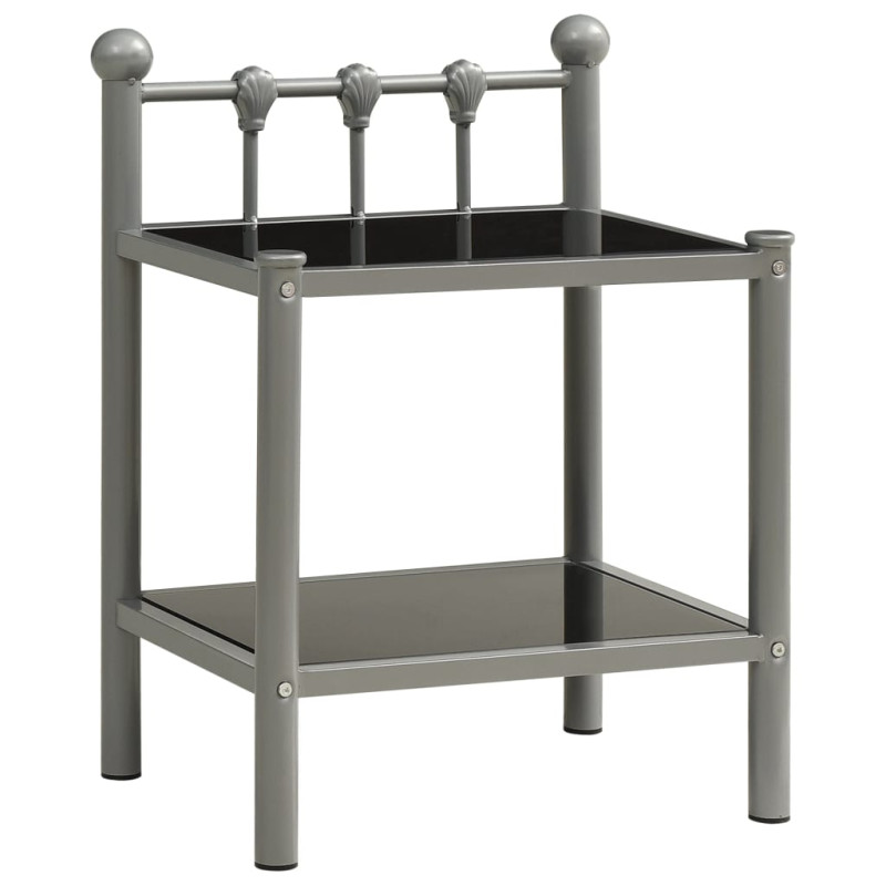 Produktbild för Nattduksbord 2 st grå och svart metall och glas