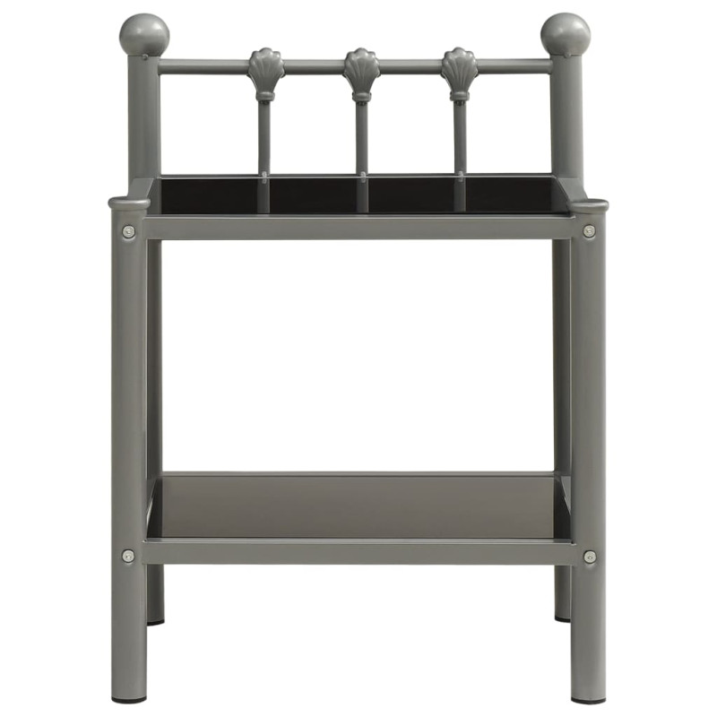 Produktbild för Nattduksbord 2 st grå och svart metall och glas