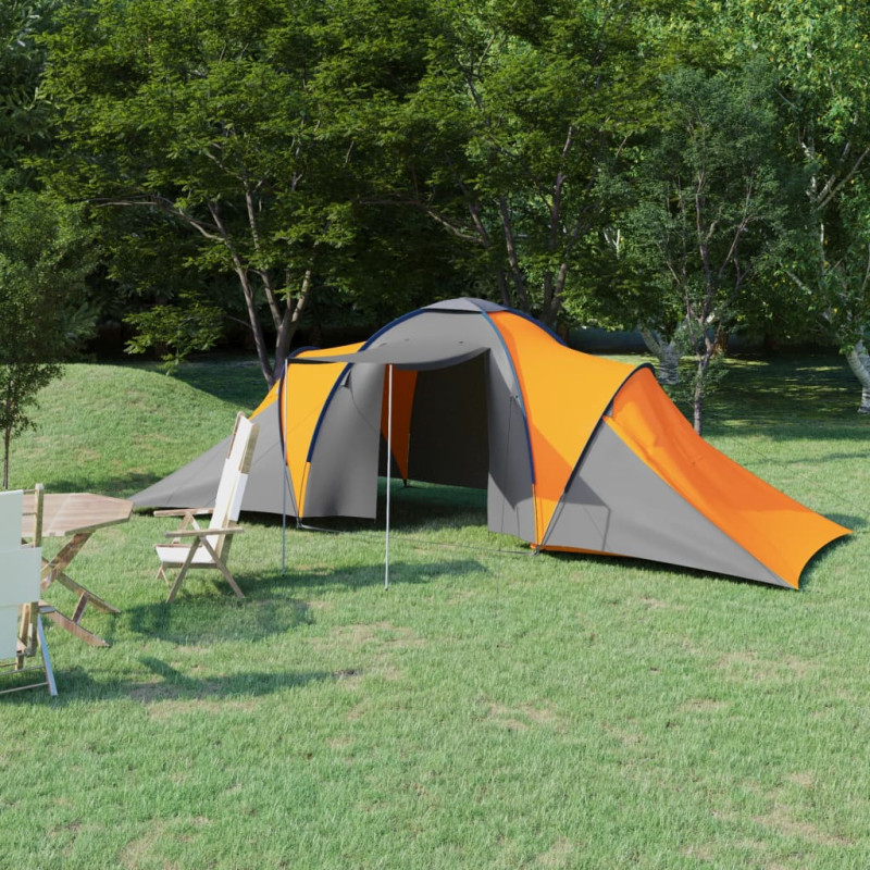 Produktbild för Tält för 6 personer grå och orange