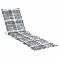 Produktbild för Solsäng 2 st med grårutig dyna massiv teak