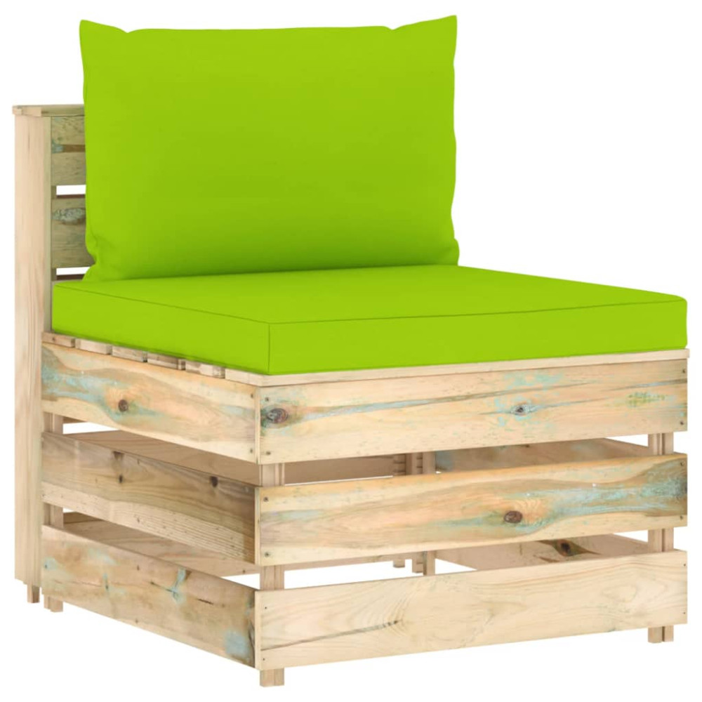 Produktbild för Mittensektion med dynor till pallsoffa tryckimpregnerat trä