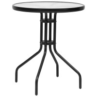 Miniatyr av produktbild för Trädgårdsbord svart Ø60x70 cm stål