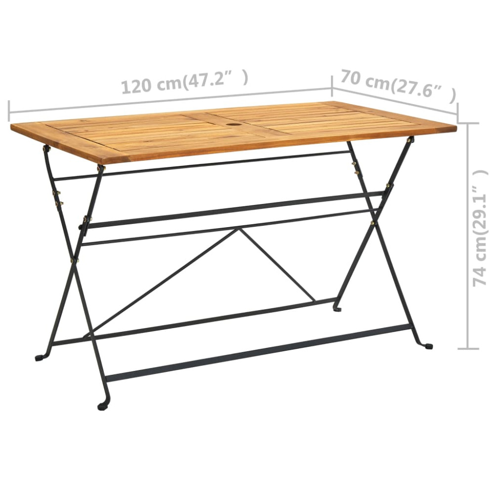 Produktbild för Hopfällbart trädgårdsbord 120x70x74 cm massivt akaciaträ