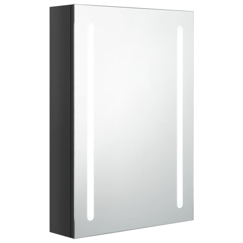 Produktbild för Spegelskåp med LED svart 50x13x70 cm