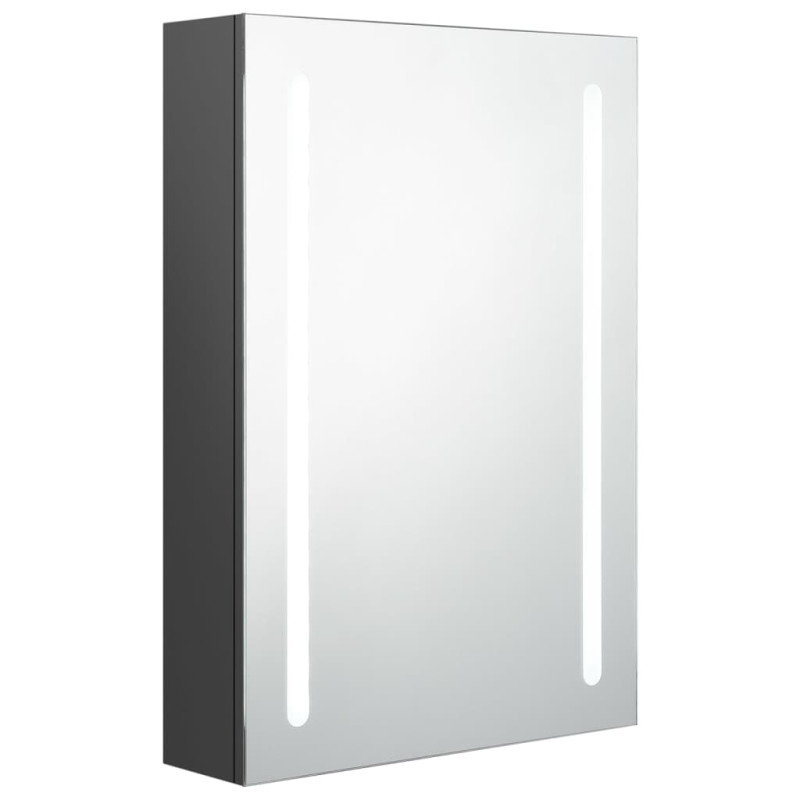 Produktbild för Spegelskåp med LED grå 50x13x70 cm