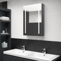 Miniatyr av produktbild för Spegelskåp med LED grå 50x13x70 cm
