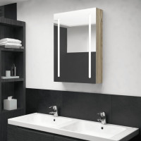 Miniatyr av produktbild för Spegelskåp med LED ek 50x13x70 cm