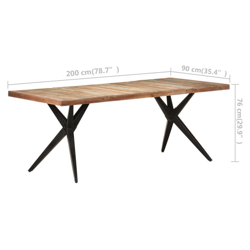 Produktbild för Matbord 200x90x76 cm massivt återvunnet trä