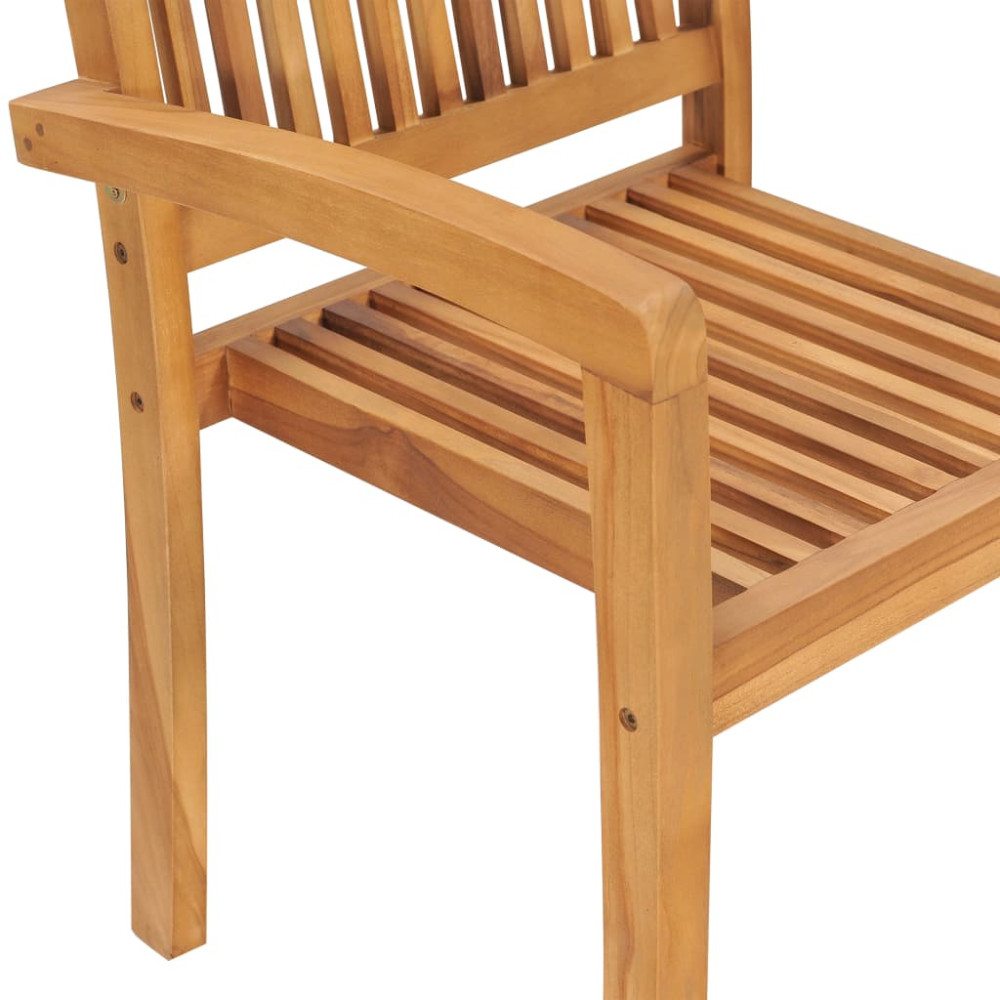 Produktbild för Stapelbara trädgårdsstolar med dynor 4 st massiv teak