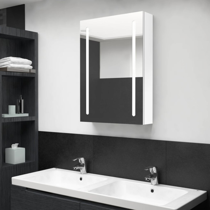 Produktbild för Spegelskåp med LED vit 50x13x70 cm