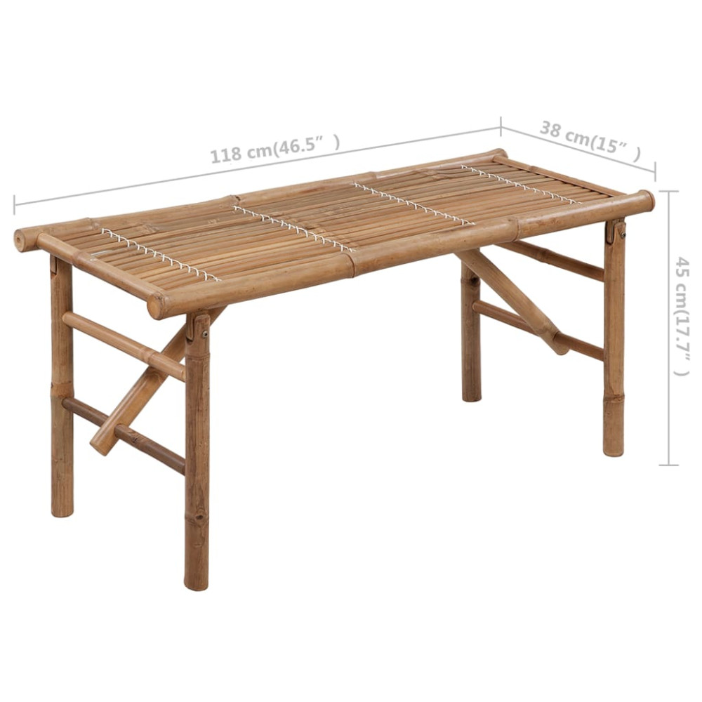 Produktbild för Hopfällbar trädgårdsbänk med dyna 118 cm bambu