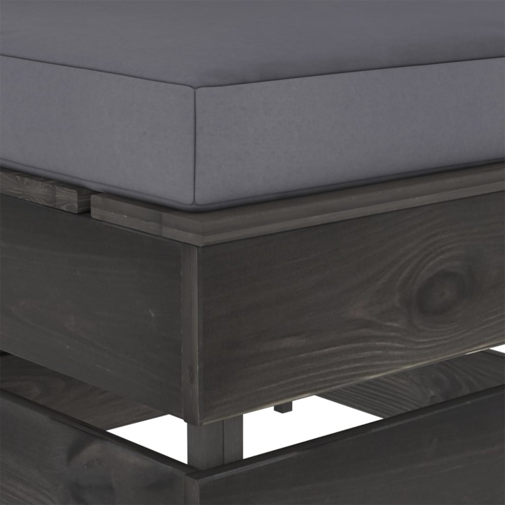 Produktbild för Mittensektion med dynor till pallsoffa grå tryckimpregnerat trä