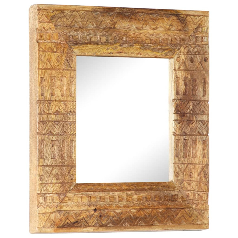 Produktbild för Handsnidad spegel 50x50x2,5 cm massivt mangoträ