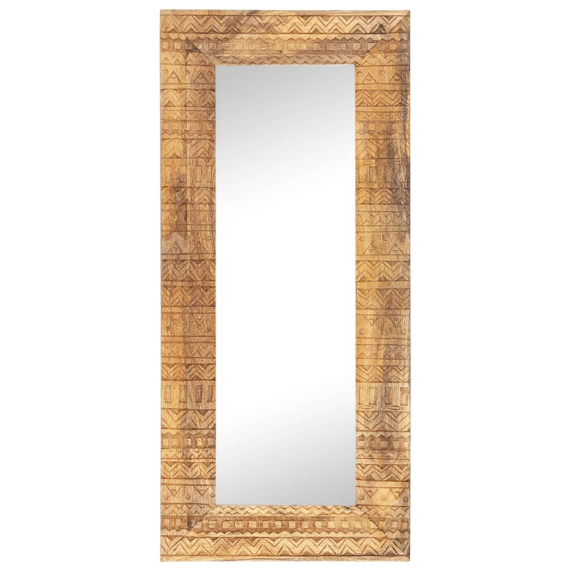 Produktbild för Handsnidad spegel 110x50x2,5 cm massivt mangoträ