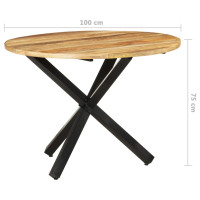 Produktbild för Matbord 100x100x75 cm rund grovt mangoträ
