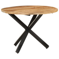 Produktbild för Matbord 100x100x75 cm rund grovt mangoträ