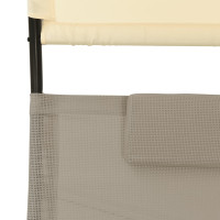Produktbild för Dubbel solsäng med tak textilen taupe och gräddvit