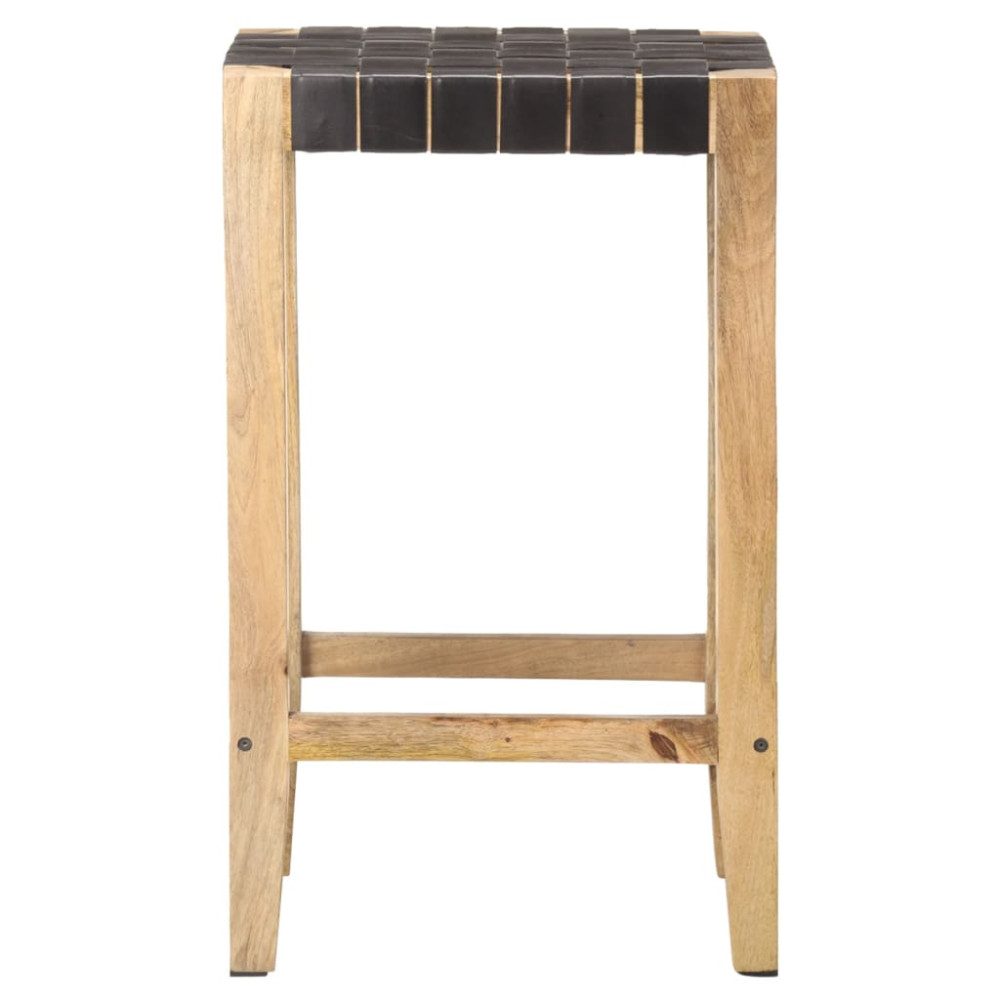 Produktbild för Barstolar 2 st svart äkta läder 75 cm