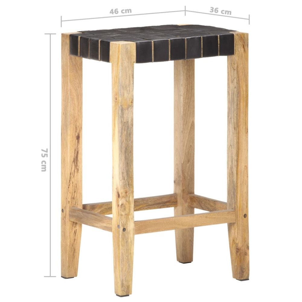 Produktbild för Barstolar 2 st svart äkta läder 75 cm