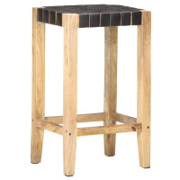 Produktbild för Barstolar 2 st svart äkta läder 75 cm
