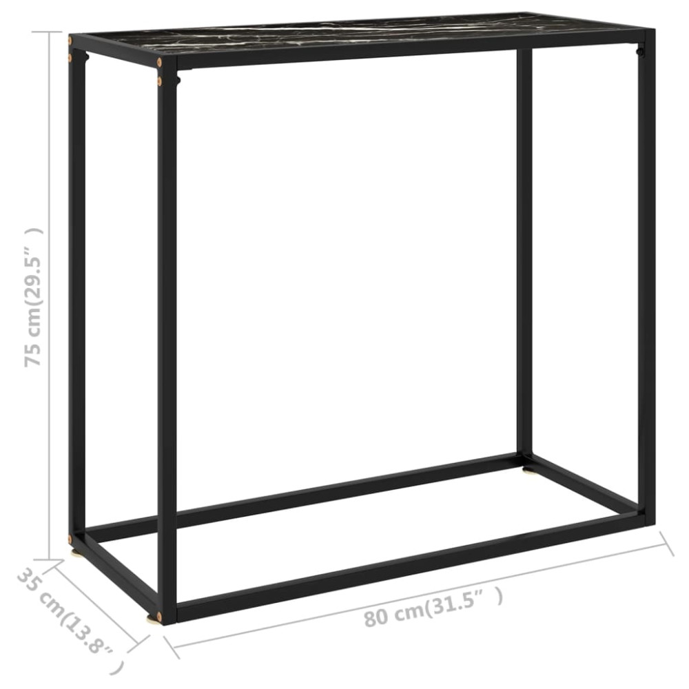 Produktbild för Konsolbord svart 80x35x75 cm härdat glas