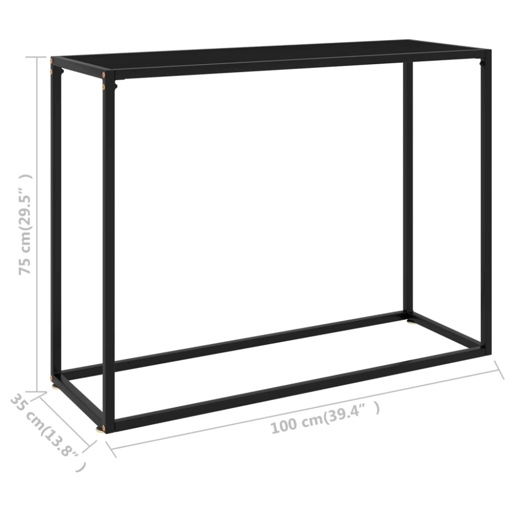 Produktbild för Konsolbord svart 100x35x75 cm härdat glas