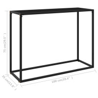 Produktbild för Konsolbord svart 100x35x75 cm härdat glas