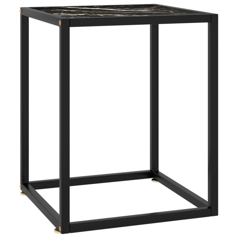 Produktbild för Soffbord svart med svart marmorglas 40x40x50 cm