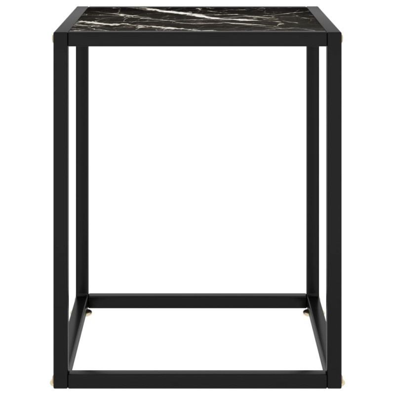 Produktbild för Soffbord svart med svart marmorglas 40x40x50 cm