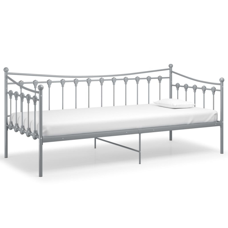 Produktbild för Sängram bäddsoffa grå metall 90x200 cm