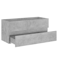 Produktbild för Badrumsskåp med inbyggt handfat betonggrå konstruerat trä