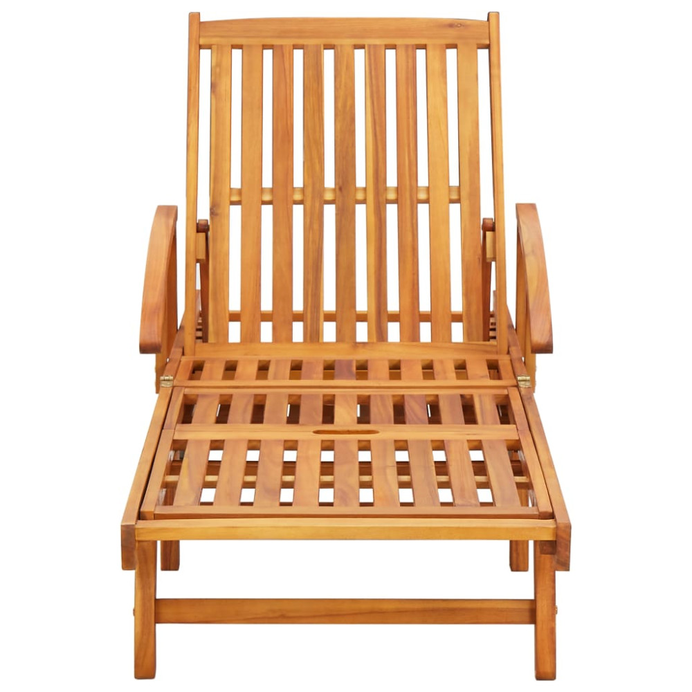 Produktbild för Solsängar 2 st med bord och dynor massivt akaciaträ