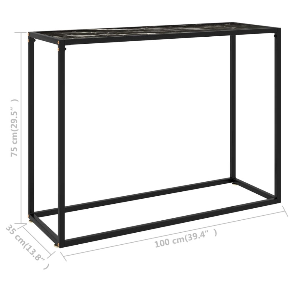 Produktbild för Konsolbord svart 100x35x75 cm härdat glas