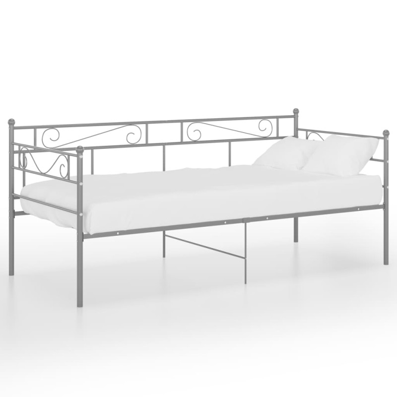 Produktbild för Sängram bäddsoffa grå metall 90x200 cm