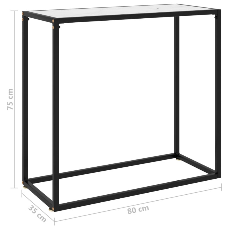 Produktbild för Konsolbord vit 80x35x75 cm härdat glas