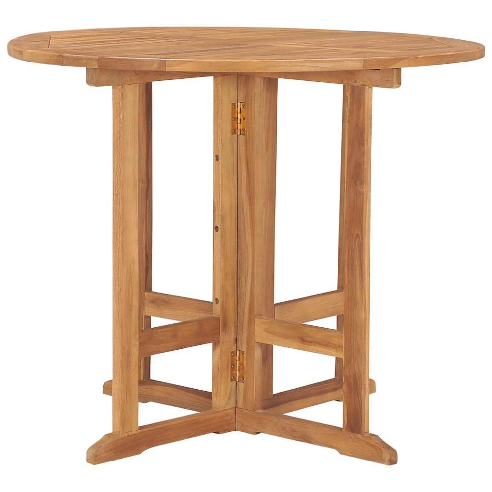 Produktbild för Hopfällbart trädgårdsbord Ø90x75 cm massiv teak