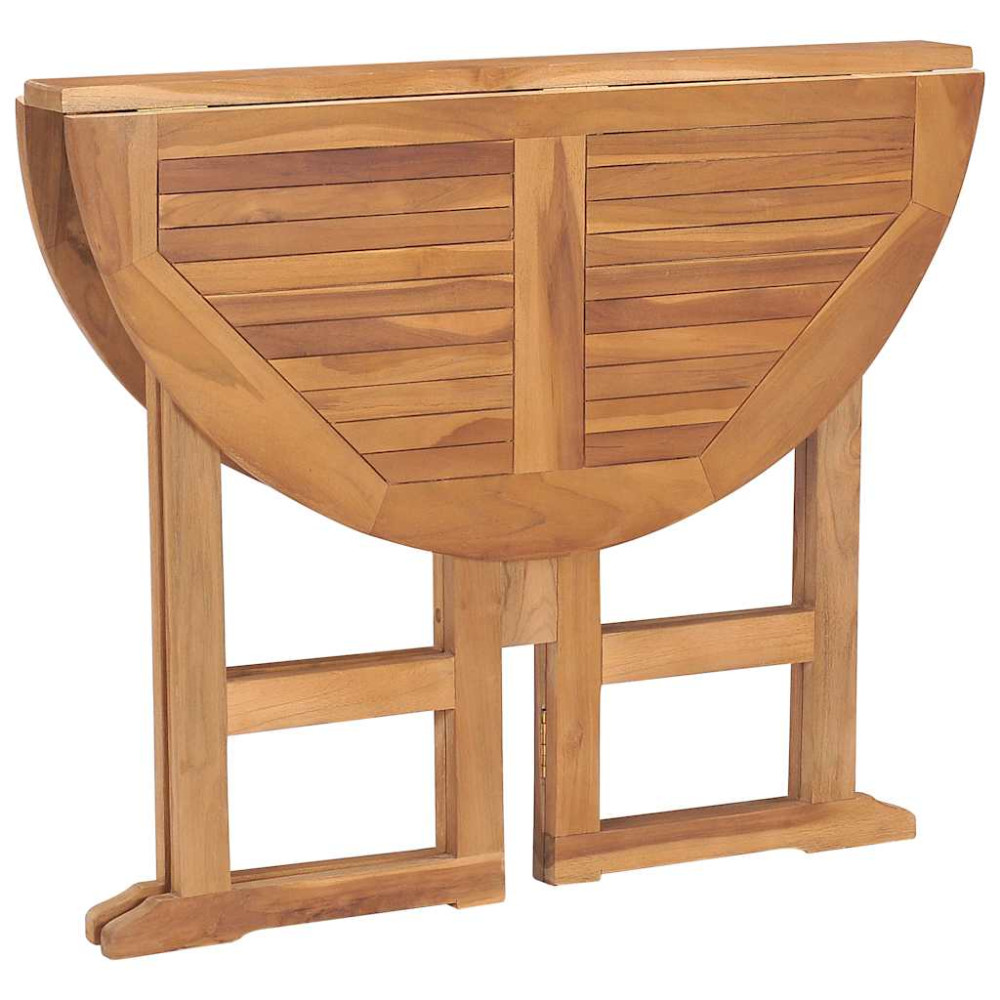 Produktbild för Hopfällbart trädgårdsbord Ø90x75 cm massiv teak
