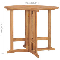 Produktbild för Hopfällbart trädgårdsbord Ø90x75 cm massiv teak