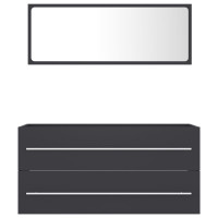 Miniatyr av produktbild för Badrumsmöbler set 2 delar grå spånskiva